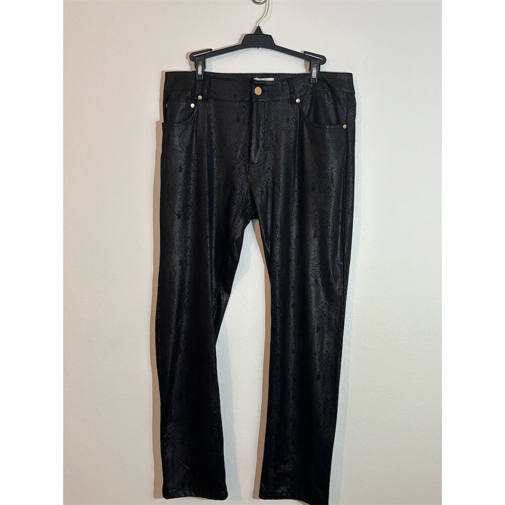 Eric Pants Womens Size 12 Black Snakeskin Print Straight